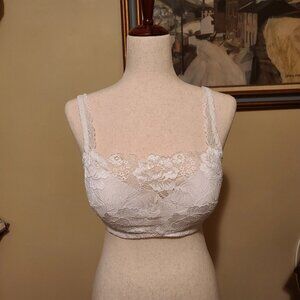 Soma underwire bra bralette half cami, white lace, 36D.
